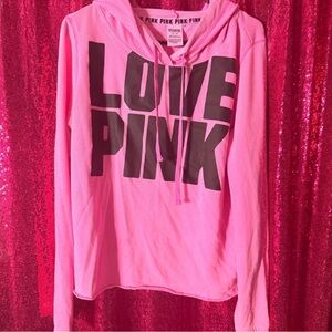 Pink Hoodie with Black Lettering